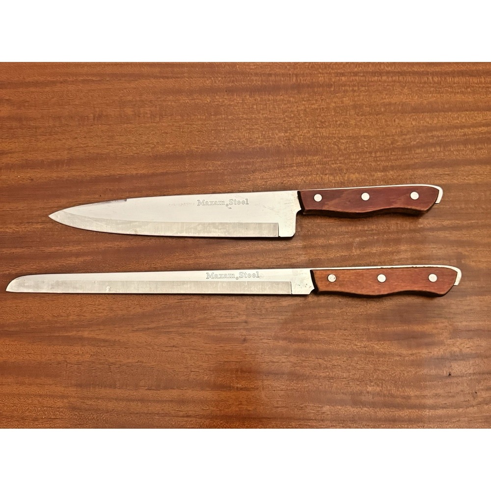 Vintage Maxam Steel Knife Lot‎ – Set of 2 – Made in Japan – Wood Handles